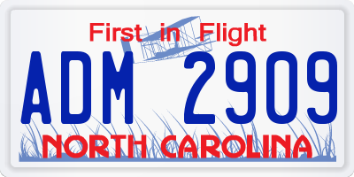 NC license plate ADM2909