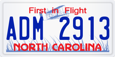 NC license plate ADM2913