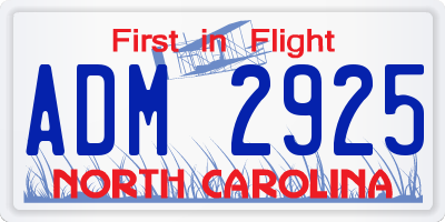 NC license plate ADM2925