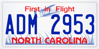 NC license plate ADM2953