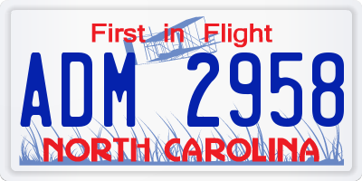 NC license plate ADM2958