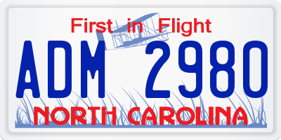 NC license plate ADM2980