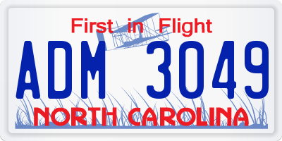 NC license plate ADM3049