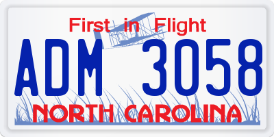 NC license plate ADM3058