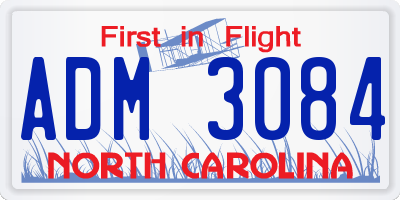 NC license plate ADM3084
