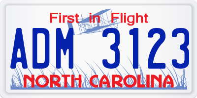 NC license plate ADM3123
