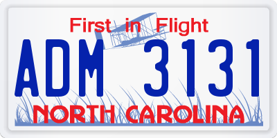 NC license plate ADM3131