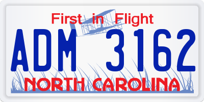 NC license plate ADM3162