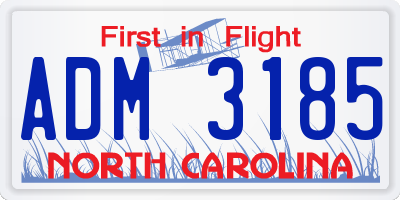 NC license plate ADM3185