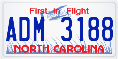 NC license plate ADM3188