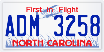 NC license plate ADM3258