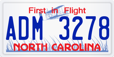 NC license plate ADM3278