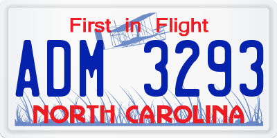 NC license plate ADM3293
