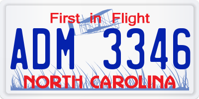 NC license plate ADM3346