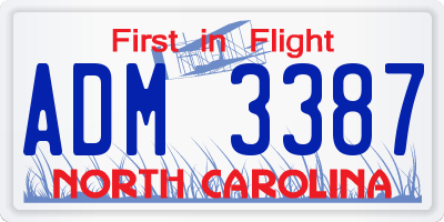 NC license plate ADM3387