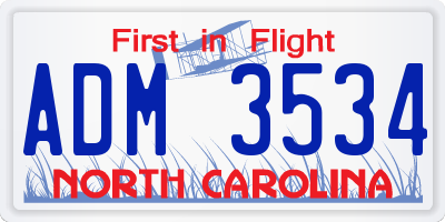 NC license plate ADM3534