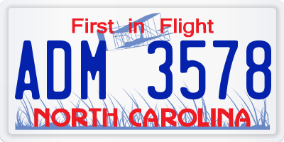NC license plate ADM3578