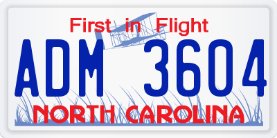 NC license plate ADM3604