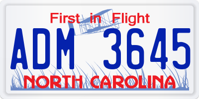 NC license plate ADM3645