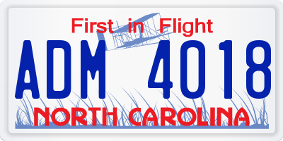 NC license plate ADM4018