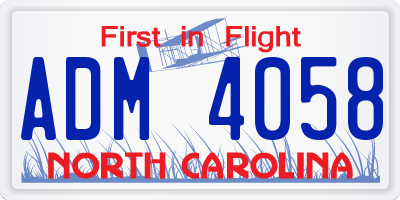 NC license plate ADM4058