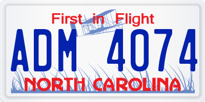 NC license plate ADM4074