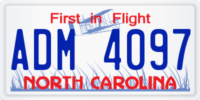 NC license plate ADM4097