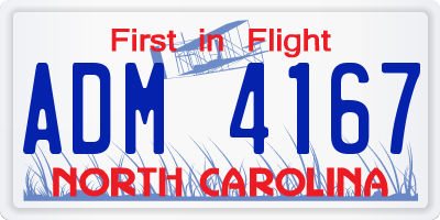 NC license plate ADM4167