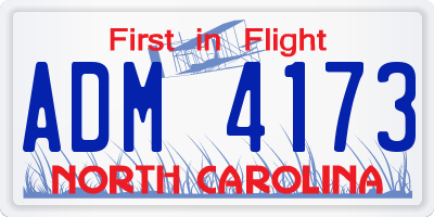 NC license plate ADM4173