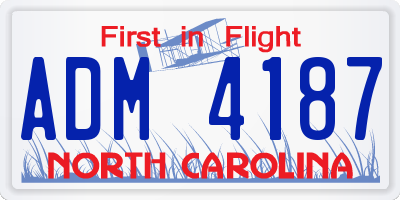 NC license plate ADM4187