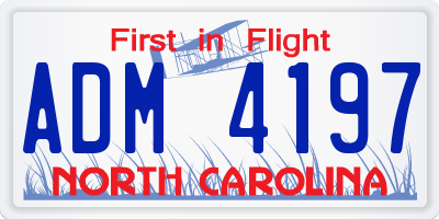 NC license plate ADM4197