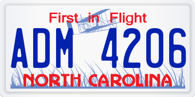 NC license plate ADM4206