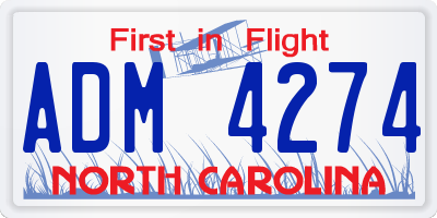 NC license plate ADM4274