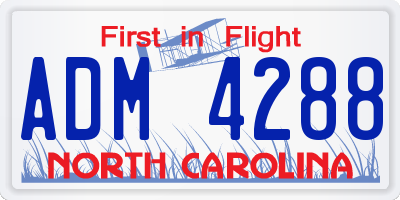 NC license plate ADM4288
