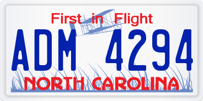NC license plate ADM4294