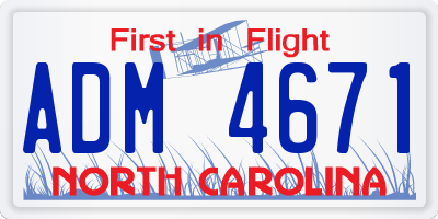 NC license plate ADM4671