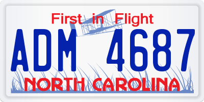 NC license plate ADM4687