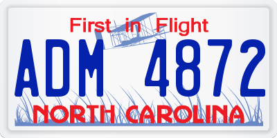 NC license plate ADM4872