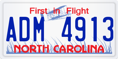 NC license plate ADM4913