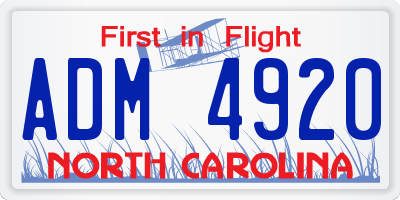 NC license plate ADM4920