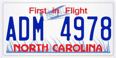 NC license plate ADM4978