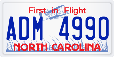 NC license plate ADM4990