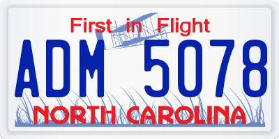 NC license plate ADM5078