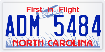 NC license plate ADM5484