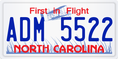 NC license plate ADM5522
