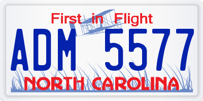 NC license plate ADM5577