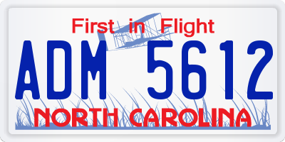 NC license plate ADM5612