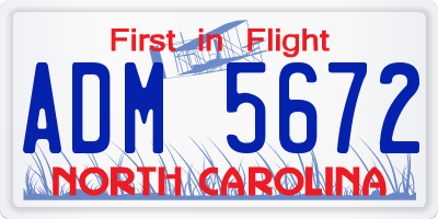 NC license plate ADM5672