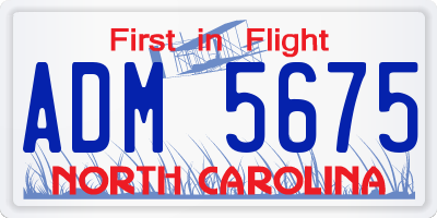NC license plate ADM5675