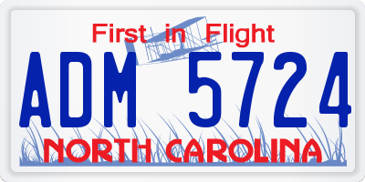 NC license plate ADM5724
